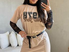 Vestido Camisetão T-shirt Feminino Cobre Shorts Básica Vestido Camisetão T-shirt Feminino Cobre Shorts Básica