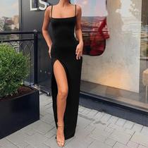 Vestido Camisola Longo com Alças Finas - Ideal para Primavera/Outono Vestido Camisola Longo com Alças Finas - Ideal para Primavera/Outono