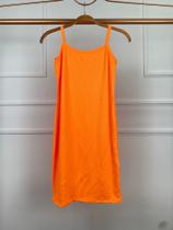 Vestido canelado alça fina neon curto feminino