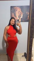 Vestido Canelado Feminino Aberto Lateral