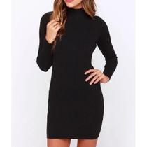 Vestido Canelado Feminino Manga Longa Perfeito