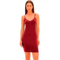 Vestido Canelado Lança Perfume Curto Pr25 Vermelho Feminino