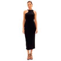 Vestido Canelado Lança Perfume Super Mid Pr25 Preto Feminino