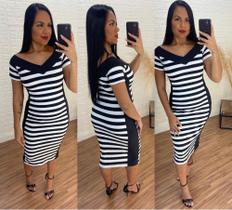 Vestido canelado listra