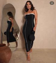 Vestido canelado longo