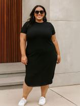 Vestido Canelado Manga Curta Plus Size Revanche Vt.Fem.00023