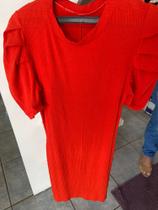 Vestido canelado manga princesa