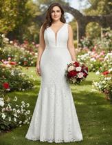 Vestido Casamento 42 Plus Size Noiva Longo Renda Civil Festa