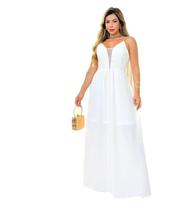 Vestido Casamento Convidada Pates e Fenda em Tule Festas 2737