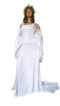 Vestido Casamento medieval luxuoso branco com mangas longas noiva medieval renascentista