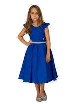Vestido Casual Azul Royal Infantil Crepe Festa Casamento Top Vestido Casual Azul Royal Infantil Crepe Festa Casamento Top