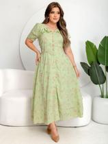 Vestido Casual Bordado Festa Lese 3D Casamento Convidada Madrinha Cor:VerdeTamanho:GG Vestido Casual Bordado Festa Lese 3D Casamento Convidada Madrinha Cor:VerdeTamanho:GG