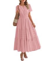 Vestido casual BTFBM feminino, verão 2025, decote em V, cintura elástica Vestido casual BTFBM feminino, verão 2025, decote em V, cintura elástica