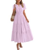 Vestido casual BTFBM Summer 2025 com decote em V e manga curta para mulheres Vestido casual BTFBM Summer 2025 com decote em V e manga curta para mulheres