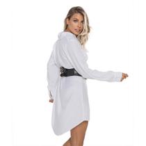 Vestido Casual Chemise Manga Longa Feminino Camisão Longo Com Bolso