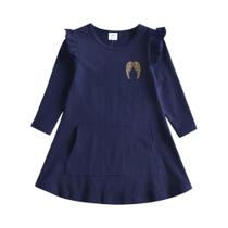 Vestido Casual De Algodão De Manga Longa Para Meninas Com Estampa De Asas De Anjo, Vestido Diário
