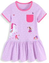 Vestido casual de algodão hongshilian com estampa de desenho animado para meninas 3Y Vestido casual de algodão hongshilian com estampa de desenho animado para meninas 3Y