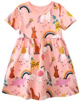 Vestido casual de algodão hongshilian com estampa de desenho animado para meninas 7T