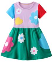 Vestido casual de algodão hongshilian com estampa de desenho animado para meninas 7T