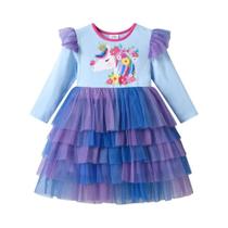 Vestido Casual De Festa Para Meninas Com Estampa De Unicórnio Floral, Combinação De Cores Para Uso