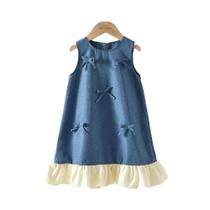 Vestido Casual De Verão Azul Para Meninas, Sem Mangas, Com Laço E Renda, Estilo Princesa, Para Vestido Casual De Verão Azul Para Meninas, Sem Mangas, Com Laço E Renda, Estilo Princesa, Para