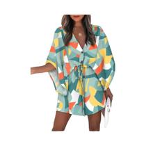 Vestido Casual De Verão Com Decote Em V E Estampa Para Mulheres, Moda Europeia Americana 2024