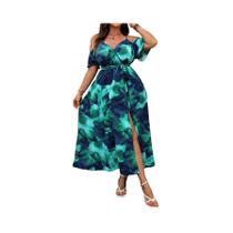 Vestido Casual De Verão Com Estampa Floral off Shoulder plus Size Para Mulheres Vestido Casual De Verão Com Estampa Floral off Shoulder plus Size Para Mulheres