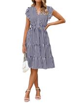 Vestido casual de verão Glamaker Floral em camadas Midi com bolsos