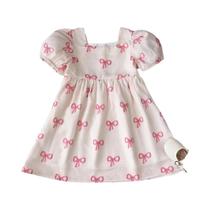 Vestido Casual De Verão Para Meninas Com Estampa De Laço, Roupas Fofas Para Crianças De 3 a 7 Anos Vestido Casual De Verão Para Meninas Com Estampa De Laço, Roupas Fofas Para Crianças De 3 a 7 Anos