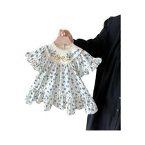 Vestido Casual De Verão Para Meninas Com Estampa Floral E Mangas Borboleta Vestido Casual De Verão Para Meninas Com Estampa Floral E Mangas Borboleta