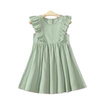 Vestido Casual De Verão Para Meninas Em Cor Sólida De Algodão E Linho Estilo Europeu-Americano Fofo Vestido Casual De Verão Para Meninas Em Cor Sólida De Algodão E Linho Estilo Europeu-Americano Fofo