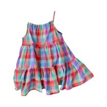 Vestido Casual De Verão Para Meninas, Vestido Xadrez Colorido Com Alças, Sem Mangas, Vestido De Vestido Casual De Verão Para Meninas, Vestido Xadrez Colorido Com Alças, Sem Mangas, Vestido De