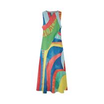 Vestido Casual Elegante Sem Mangas Em V Com Corte a Para Mulheres, Verão 2024