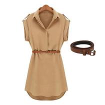 Vestido Casual Feminino De Verão Com Manga Curta Solta E Cinto, Ajuste Slim, Ropa Mujer Juvenil Traf Vestido Casual Feminino De Verão Com Manga Curta Solta E Cinto, Ajuste Slim, Ropa Mujer Juvenil Traf