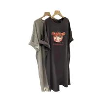 Vestido Casual Feminino plus Size Com Estampa De Desenho Animado, Solto E De Manga Curta Para O