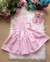 Vestido casual infantil Blogueirinha Cecilia Rosa Bebe