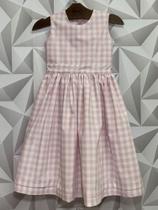Vestido Casual Infantil - Bué - Cor: Rosa Bebê (xadrez) - Modelo com decote nas costas - 02 anos