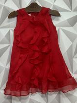 Vestido Casual Infantil - Bué - Cor: Vermelho - Modelo Trapézio c/ babados - 04 anos