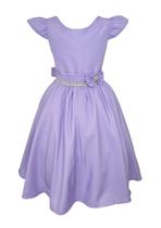 Vestido Casual Infantil Lilás Festa Formatura Laço Dama