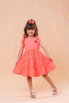Vestido casual infantil Rosa Neon Cerejinha