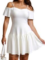 Vestido casual LALACAT Summer Off Shoulder A-Line branco para mulheres