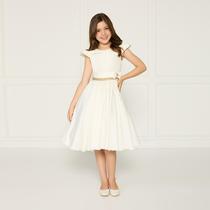 Vestido Casual Off White Infantil Daminha Primeira Comunhão Vestido Casual Off White Infantil Daminha Primeira Comunhão