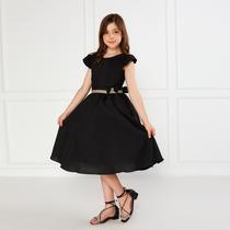 Vestido Casual Preto Infantil Crepe Básico Festa 15 Anos Vestido Casual Preto Infantil Crepe Básico Festa 15 Anos