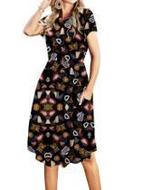 Vestido casual Simier Fairy Modest Business Work Preto XL