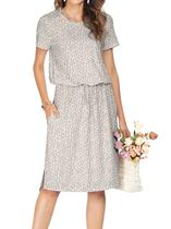 Vestido casual Simier Fairy Summer com estampa de leopardo de manga curta Vestido casual Simier Fairy Summer com estampa de leopardo de manga curta