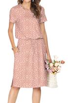 Vestido casual Simier Fairy Summer de manga curta rosa para mulheres