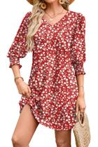 Vestido casual WIHOLL Plus Size com decote em V e manga 3/4 para mulheres