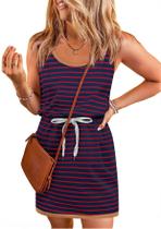 Vestido casual Yousify sem mangas listrado de verão com bolsos