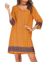 Vestido casual Zeagoo 2025 Ethnic Shift com estampa floral amarelo L Vestido casual Zeagoo 2025 Ethnic Shift com estampa floral amarelo L