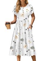 Vestido casual Zeagoo, camiseta floral Aline Midi com bolsos femininos Vestido casual Zeagoo, camiseta floral Aline Midi com bolsos femininos